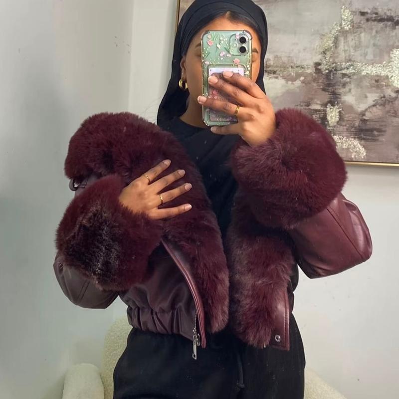 Mia Stylish Faux Fur Women's Jacket With Fur Collar - Chic Elegance Comfort Winter's Pocket Jacket 5
