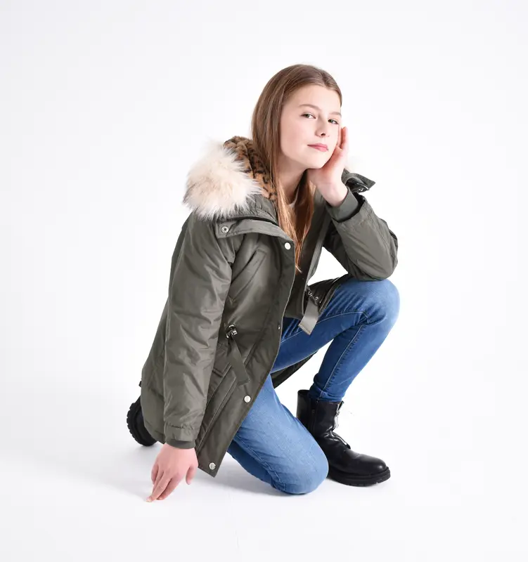 Charcoal Fashion Girl's Water Repellent Padded Fishtail Parka 4