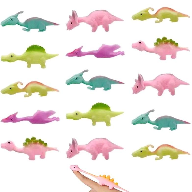 BAIYSFFG Slingshot Dinosaur Finger Toys - Pack of 10, Stretchy Flying Dinosaur Toys for Kids, Unisex Party Favors and Goodie Bag Fillers 0