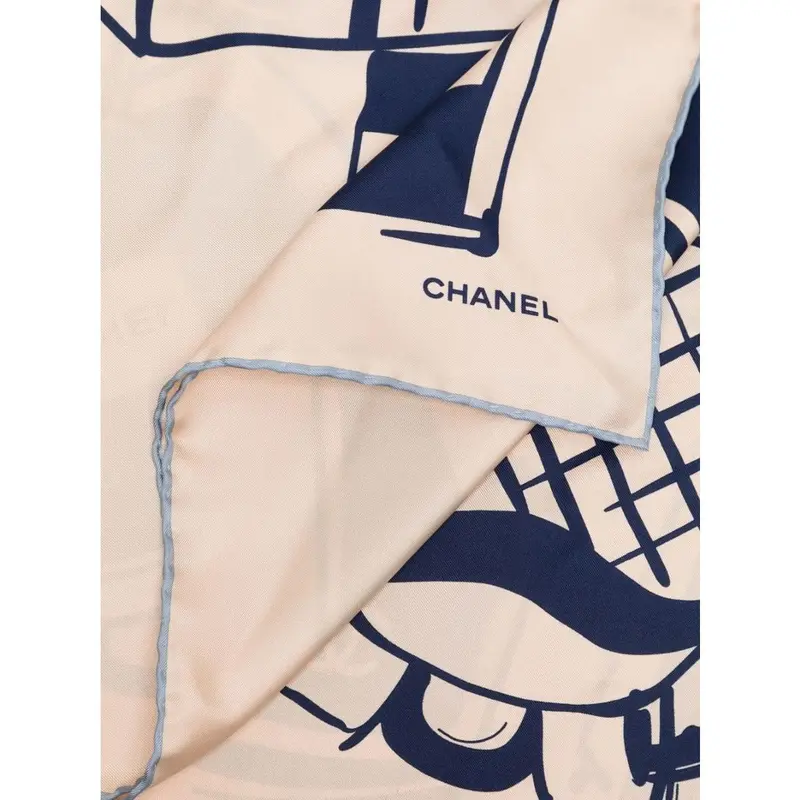 Cream Luggage Print Silk Scarf 3