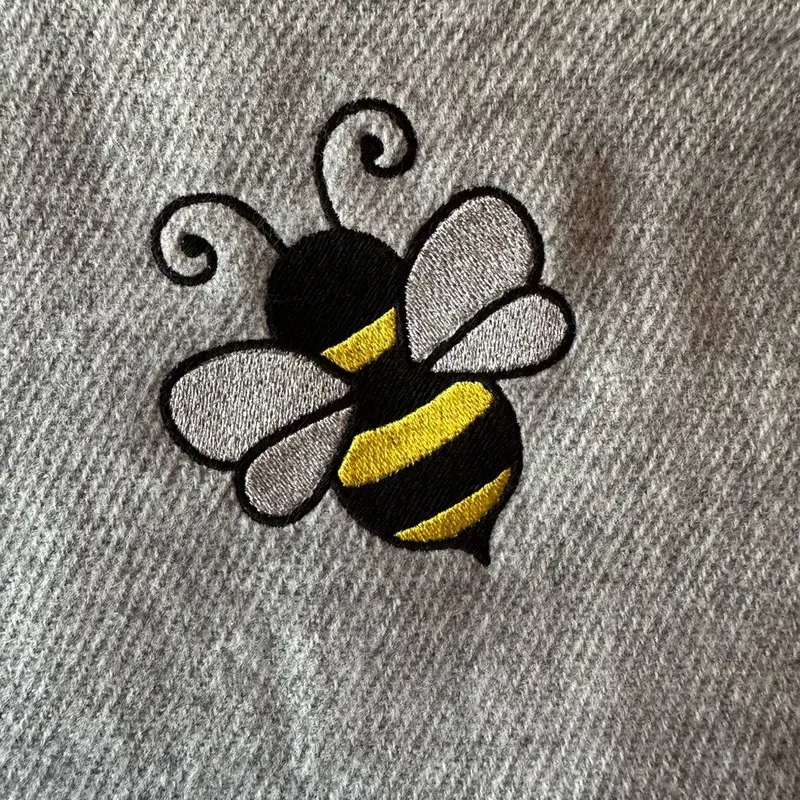 Embroidered grey bee scarf, gift for her. scarfs 4