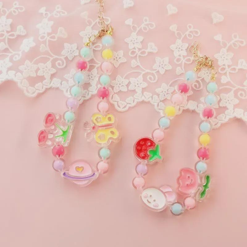 New Pet Collar Little Cat Dog Bell Pearl Necklace Strawberry Little Rabbit Bear Spring Flower Pet Assessories 3