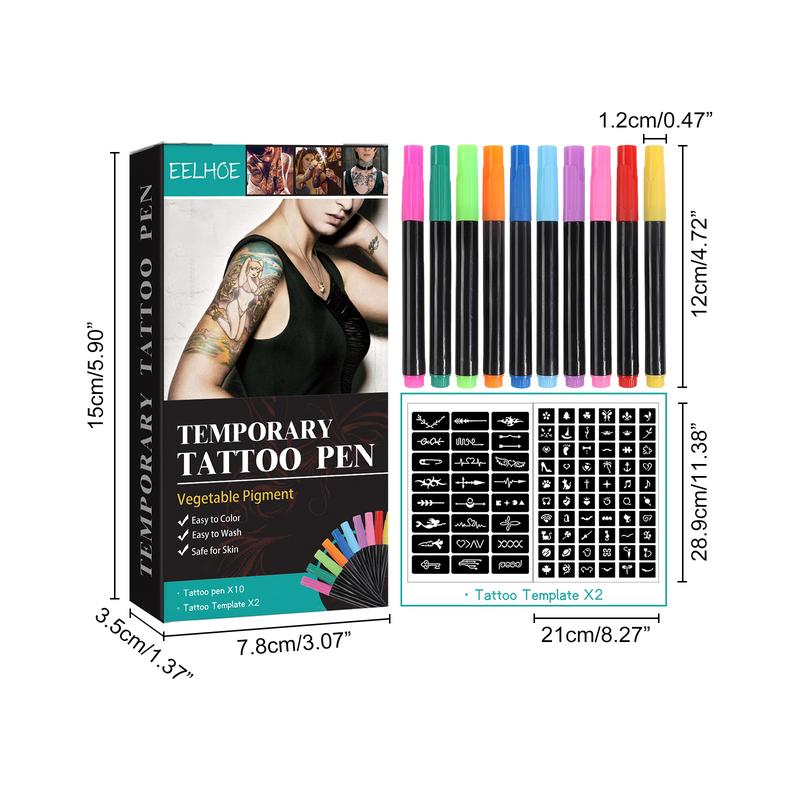 Temporary Tattoo Pen Set Face, Arm, Body Multi Color Painting DIY Makeup Graffiti Decoration Tattoo Pen For Cosplay,Party,Celebration , Safe for Skin 1