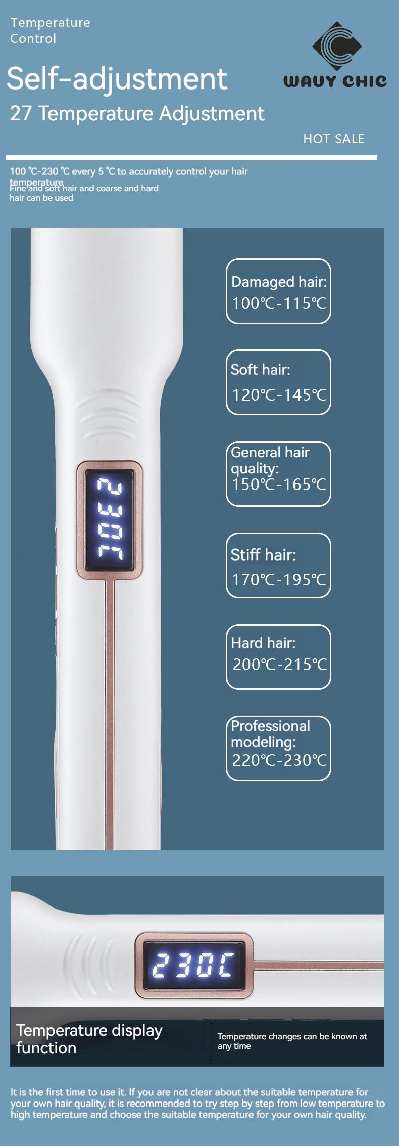 Product Introduction of 【wavy chic】2025 Professional Hair Straightener for Effortless Straightening, Ceramic Hair Straightener, Straight & Curly Styling Tool, 10S Fast Heat up Adjustable Temperature  LCD Display, Portable Splint with Storage Locking, For New Year Gift to Girl 12