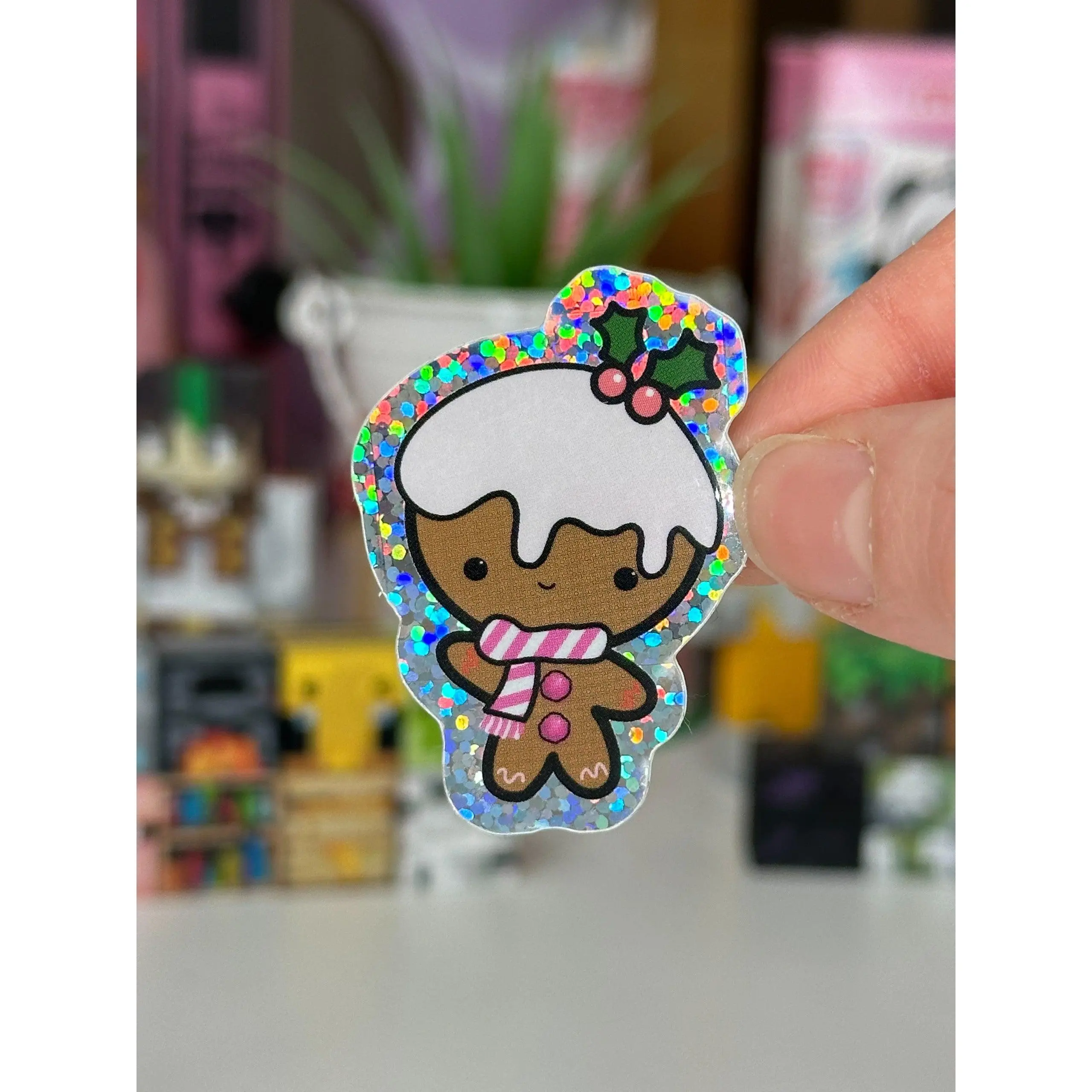 Gingerbread Vinyl Glitter Sticker