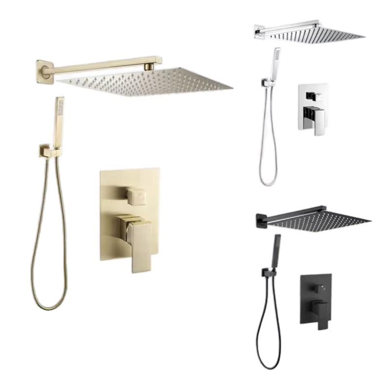Luxury Thermostatic Rain Shower Set – Brass Square Concealed Mixer Tap | Matte Black, Gold, Chrome 0