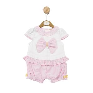 Mintini White and Pink Stripe  Romper Kidswear SALE