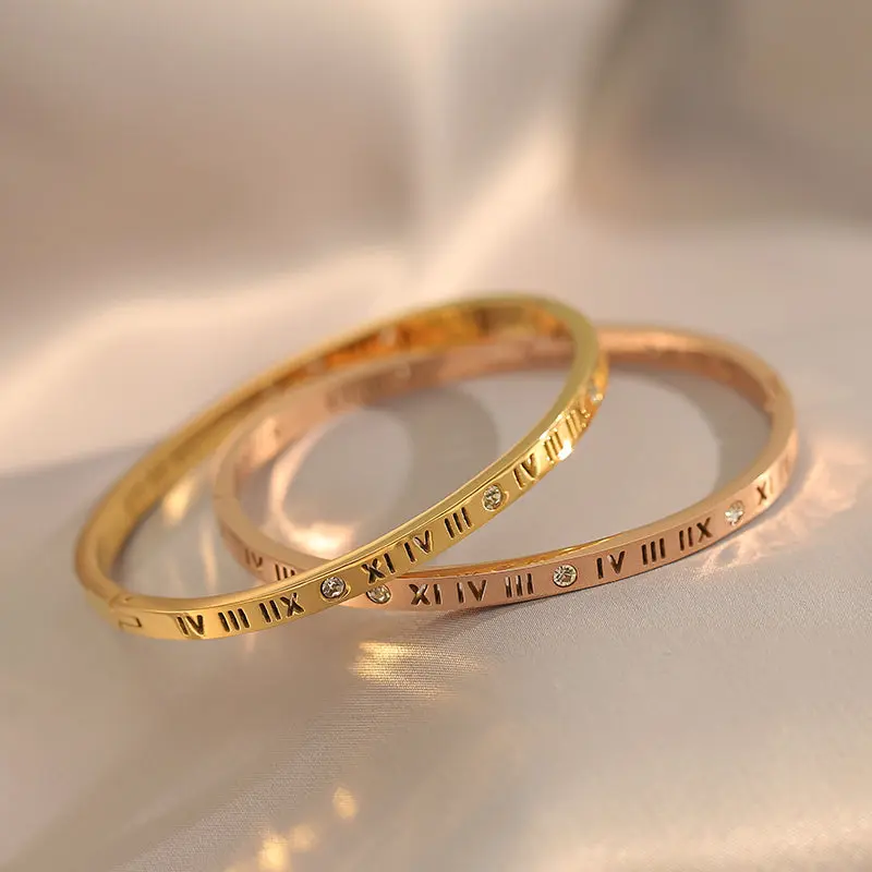 Roman Numeral Bracelet, Stainless Steel Bangle