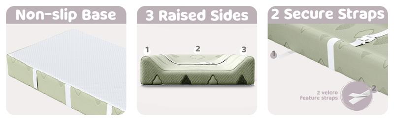 Product Introduction of Baby Changing Pad Waterproof Cotton Contoured Diaper Changing Pad for Dresser by Sleepah – Breathable &amp; Washable Cover – Three-Sided Change Pad with Certipur Certified Foam (Green) 5