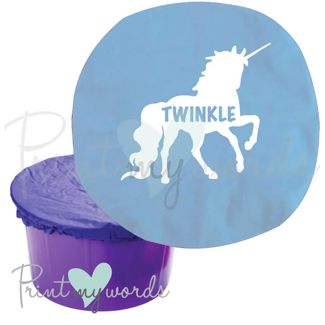Personalised Horse Bucket Feed Bowl Cover - Unicorn Design