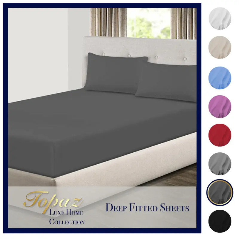 Extra Deep 30cm Fitted Sheet 100% Poly Cotton Single Double King Size Bed Sheets FULLY ELASTICATED 7