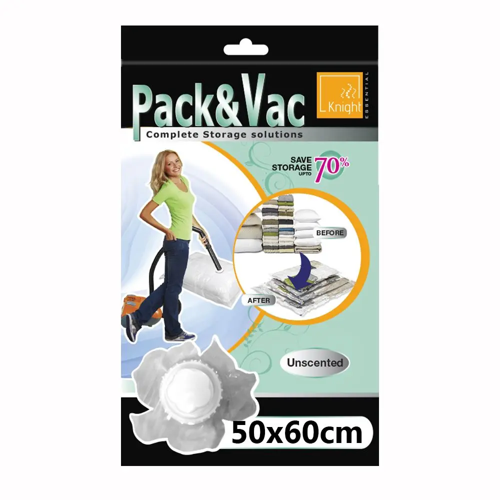 Carousel Pack&Vac Vacuum Storage Bag 50cm x 60cm Black - Unscented Unscented 50 x 60cm