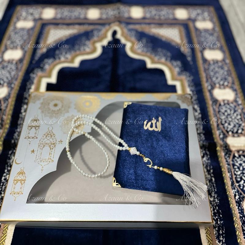 Soft Prayer Mat, Surah Book & Tasbeeh Gift Box 3 Piece Set | Made in Turkey | Prayer Mat rug for Islamic Salah | Turkish Made-Velvet Jainamaz Excellent Quality prayermat prayermats travel 70cmx110cm Janamaz Carpet Rug Namaz Muslim Islam D23PCSET prayerrug 7