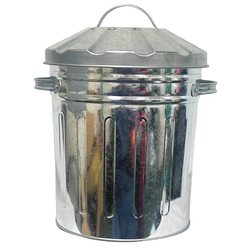 Metal Bins Small Medium Large Extra Large 15L 50L 60L 90L 110L Litre Metal Galvanised Home Garden Bin Leaves Paper Wood Rubbish Dustbin Made Storage Unit in U. K. (15 Liter) 2