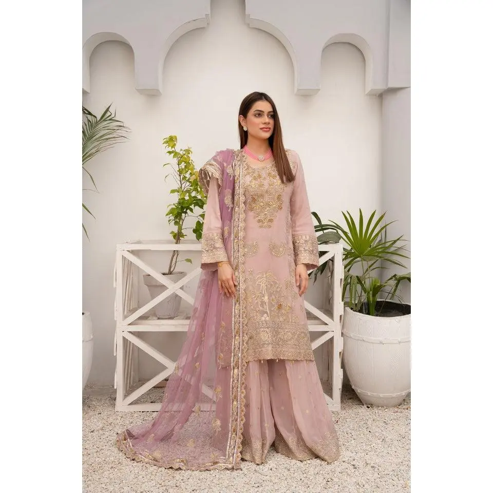 ZOON- Chiffon Shirt Sharara And Dupatta ZC-2225
