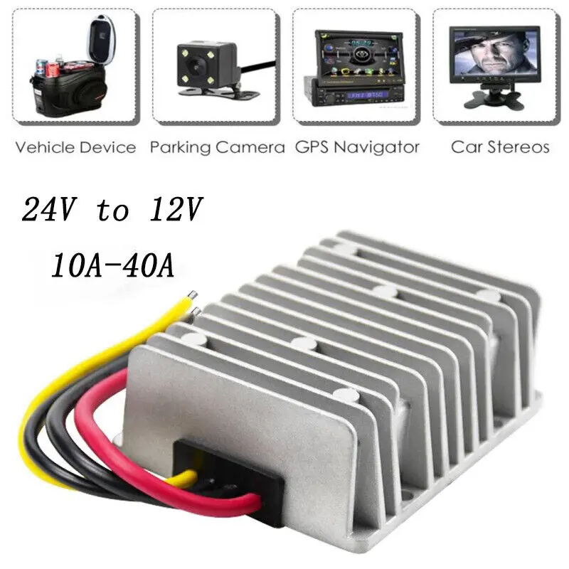 DC 24V to 12V Step Down Voltage Converter Regulator Supply Waterproof 10A/40A 5