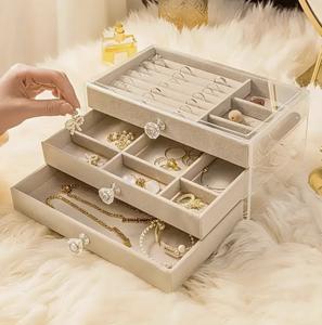 Jewellery Storage Box Clear Jewellery Drawer Organizer Multi Layer Jewellery Holder Perfect for Earrings Bracelet Accessories Adjustable