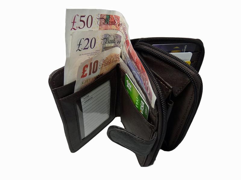 Ladies Leather Purse RFID BLOCKING - 6 Credit Card Spaces Zip Closure QL330K 4