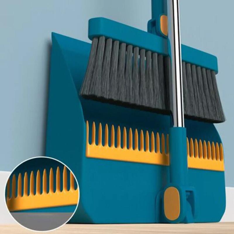 Product Introduction of Long Handled Dustpan and Brush Set Strong Metal Handle Dust Pan & Broom Sweeper Cleaning Collapsible 6