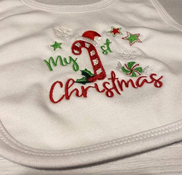 My 1st Christmas with Personalisation - Bibs for Baby Girls and Boys, Soft Cotton Material ONE SIZE 2
