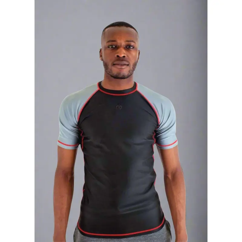 MEMFitness Men's Ambition Rash Guard Black Grey 1