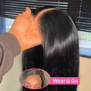 30 32 34 36 Inch Wear Go Glueless Wigs Human Hair Pre Plucked Pre Cut Straight Lace Glueless Wig Pre Bleached Tiny Knots Human Hair Wig for Women 180%  6X4 7X5 9X6 Straight Lace Front Wigs Human Hair