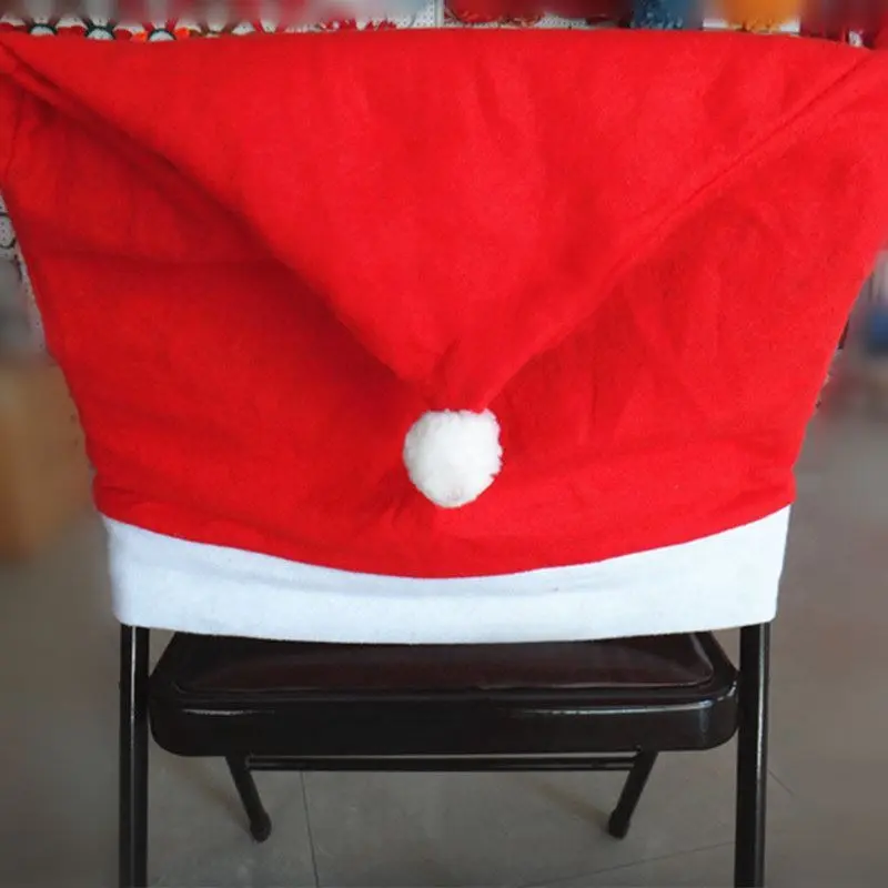 4pcs Christmas Chair Cover Santa Hat Xmas Party Dinner Seat Cover Xmas Dï¿½cor 1