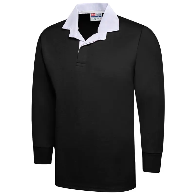 Black Rugby Shirt Retro Classic Traditional  Top All Sizes S - 5XL 1