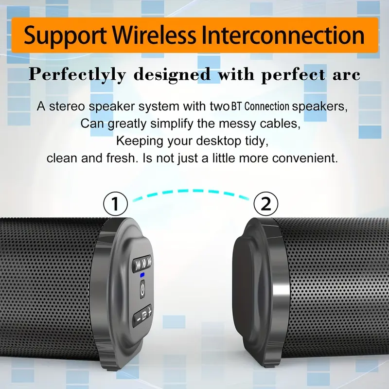 20W Panoramic Surround Sound Stereo Speaker with 4 Subwoofer Ducts, Home Theater Wireless Living Room Sound Barrage Supports USB, FM, Optic, AUX Audio Input, HIFI Sound Quality 2