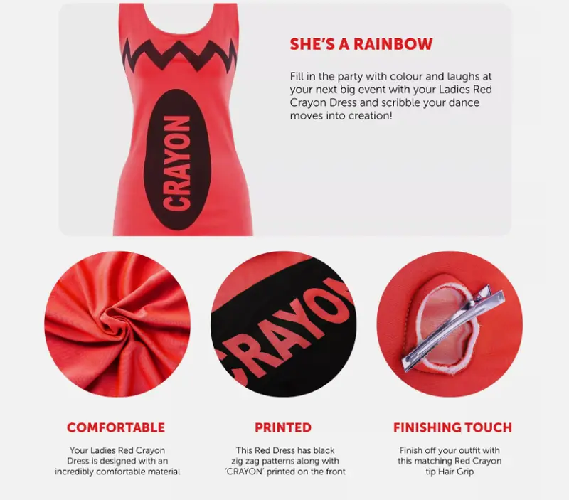 Ladies Crayon Dresses Book Day Costume Hen Do Adults Sexy Group Fancy Dress Womenswear Accessories Clothing Style Twist Underwear Outfit 1