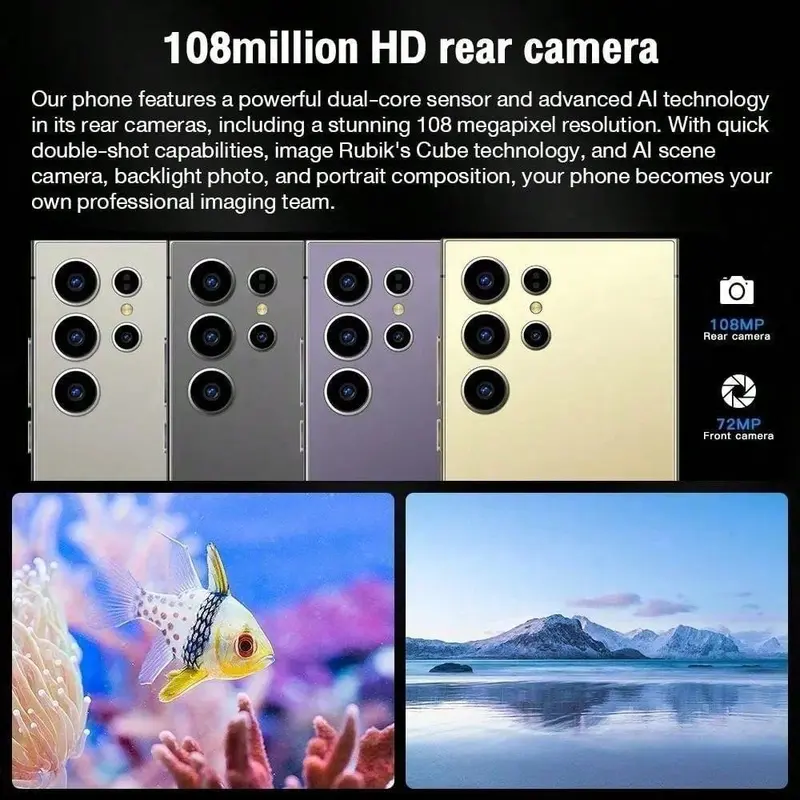 Unlock New S24 Ultra Smartphone Unlocked 7.3-inch HD 5G Gen3 16GB+1TB Android 14 8000mAh 70+108MP Phone Facial Recognition Camera Communication Device Flash Game Memory Christmas Multi Color Galaxy Phone telephone backup  phone s25  ultra 8