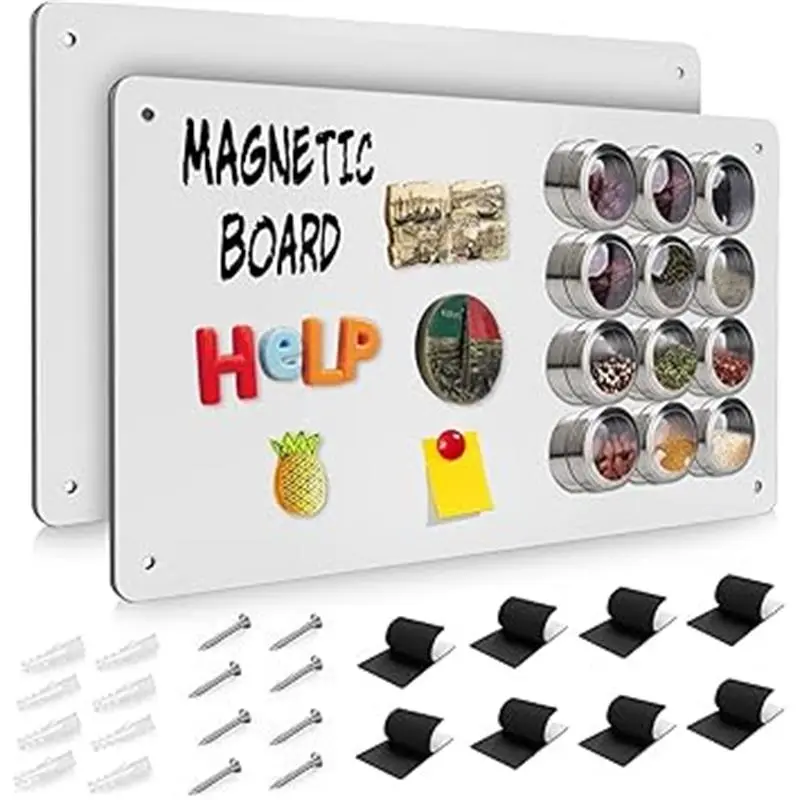 Large Magnet White Board for Fridge A3, Kids Magnetic Board for Wall, Magnetic Notice Boards for Home, Stick on Metal Magnet Board 30x43.5cm (White - 2Pack) 3