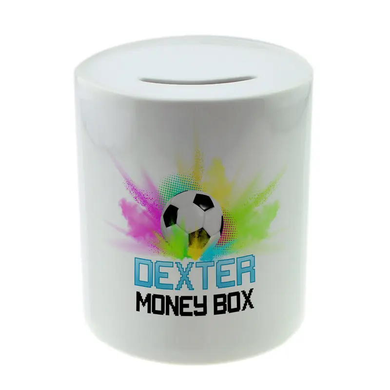 Personalised Any Name Football Savings Children Money Box Printed Gift 25 1