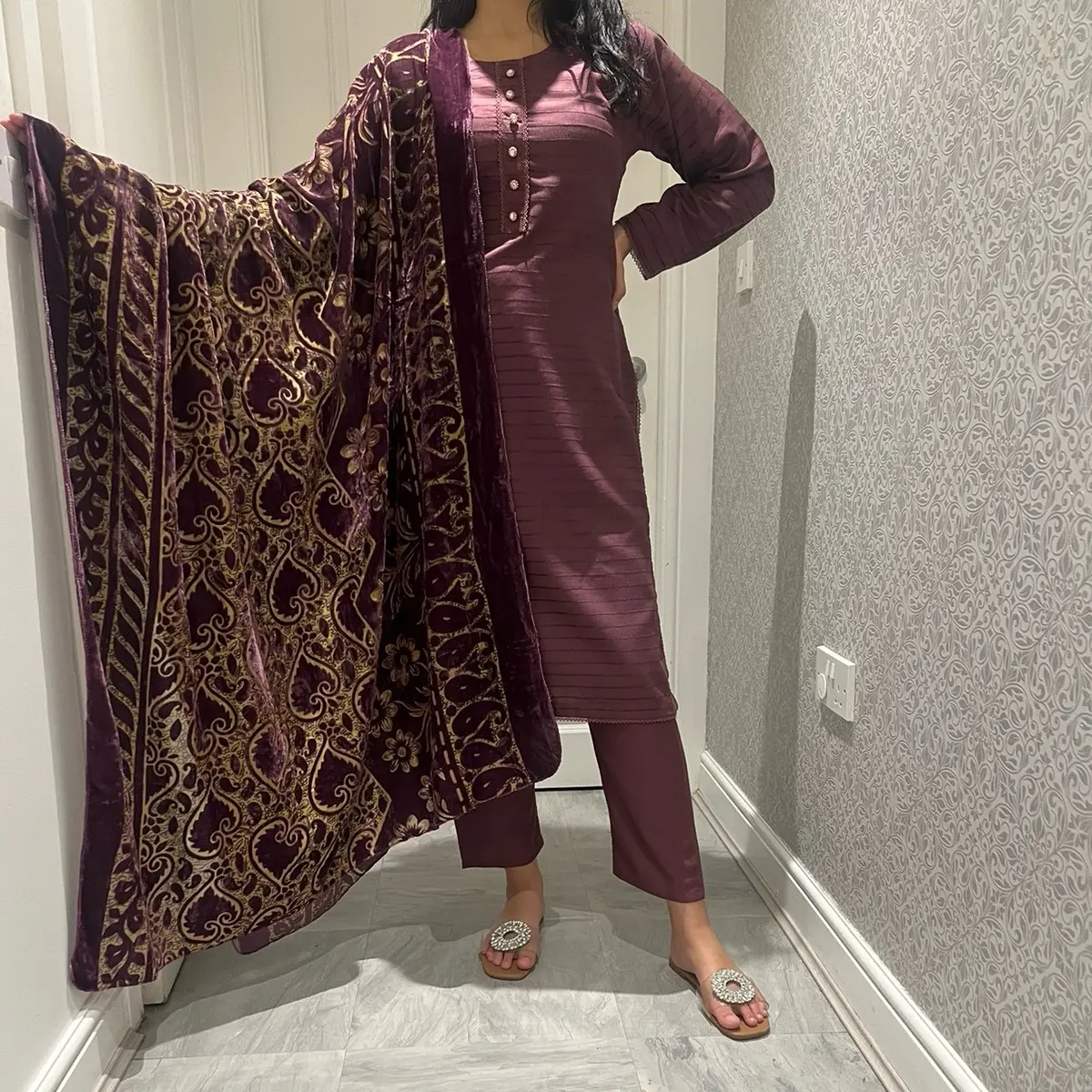 Ayesha winter dhanak collection with stunning plachi shawl 5 colours