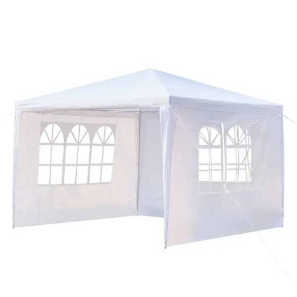 3 X 3 Metres Fully Waterproof Gazebo Tent Marquee Awning Canopy with 3 Zip Up Side Panels and Powder Coated Steel Frame for Outdoor Wedding Garden Party (White)