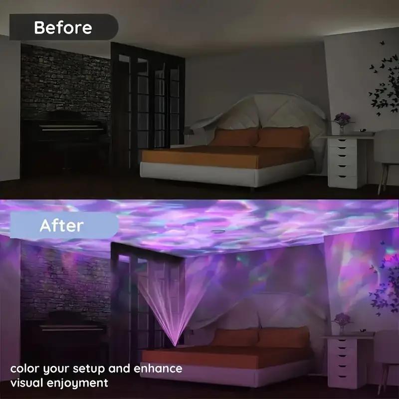 Starry Sky Projector Night Light, USB Powered Wave Projector Night Light with Remote Control, Decorative Light for Home Bedroom Party Festival, Gifts for Men 4