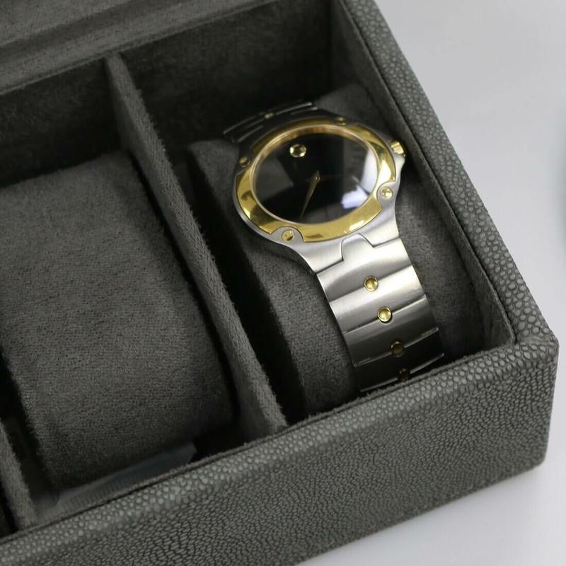 Faux Leather Display Box For 6 Watches With Glass Window Organiser Case Metal Closure 5