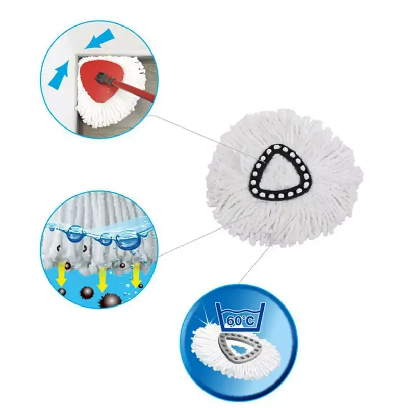 5x Vileda Wring Mopping Replacement Mop Set - Microfibre Refill Heads Cleaning 3