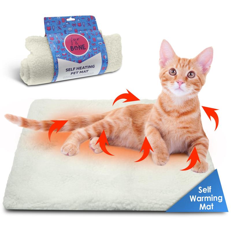 Fur & Bone heated cat bed, Self Heating Cat Mat | Cat Heat Pad, Pet Mat, Heat Pad, Cat Mat with Removable Cover, Self-Warming Thermal Pad | Heated Blanket, Cat Blankets for Indoor Cats, Pet Blanket 0