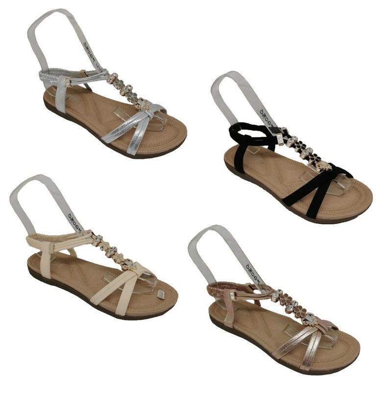 Product Introduction of Ladies Women's Summer Sandals Shoes Comfy Peep Toes Elastic Strappy Bling Size 8