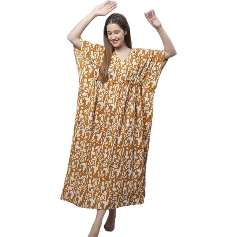 Floral printed pure cotton kaftan. Casual | Womenswear  | Comfortable Summer dress Batwing Boho Clothing Fabric Chic Elegance Everyday Feminine 2
