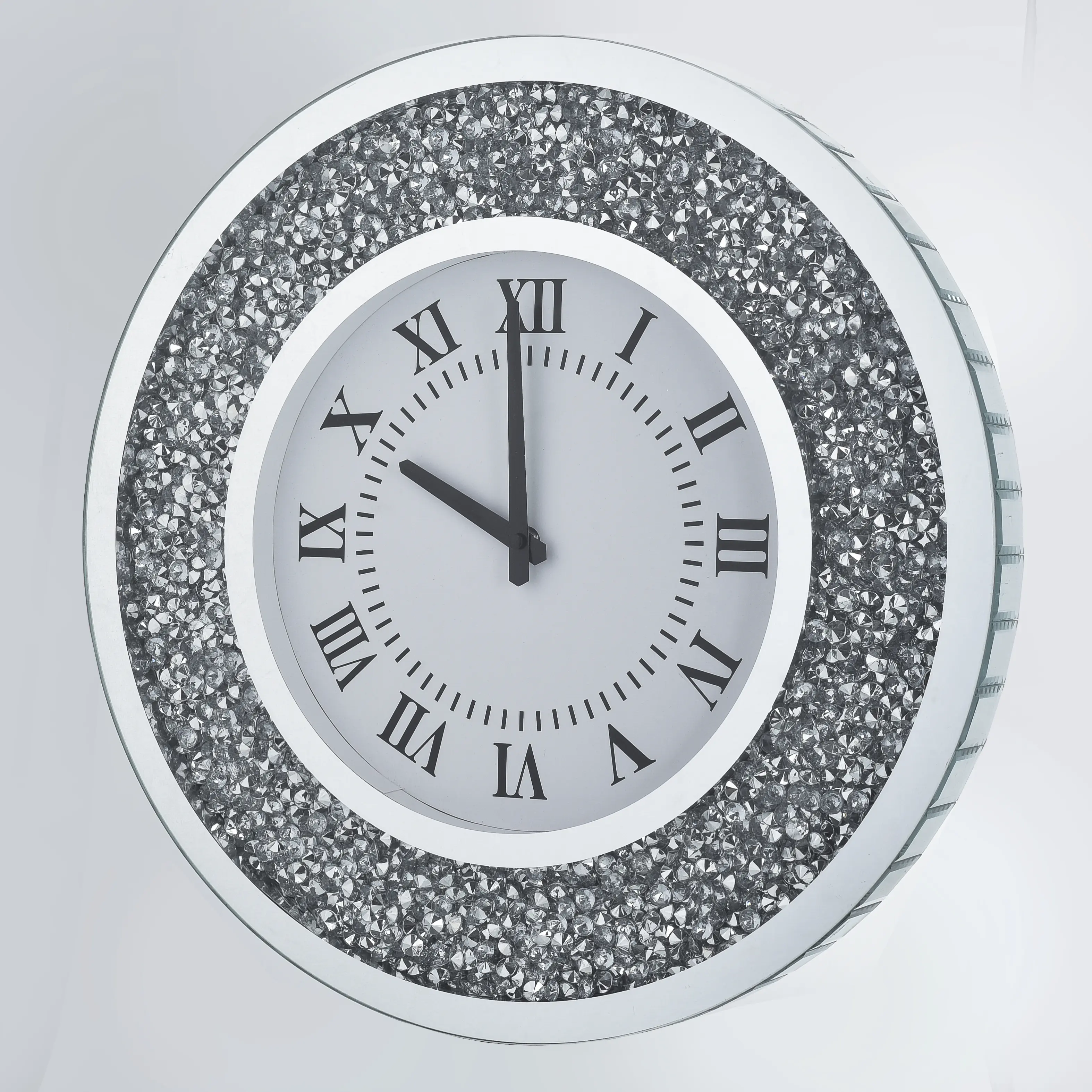 Nico Crushed Diamond Wall Clock - Mirrored Round