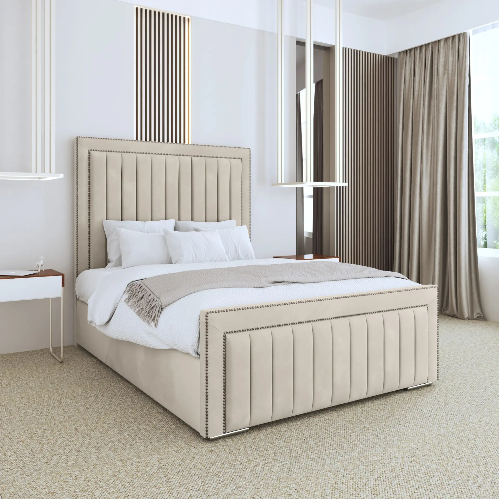 Brooklyn Bed - Elegant Panel Design with High Headboard Many Colours & Sizes Available