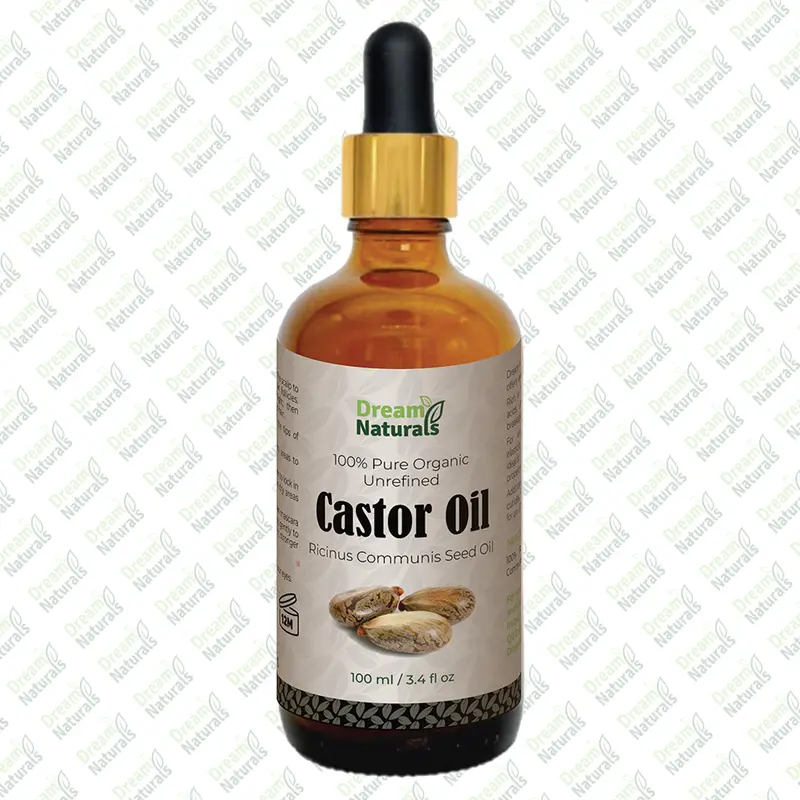 Dream Naturals - 100% Pure Organic Castor Oil - 100 ml - Nourishes. Moisturises, Improve Health, Natural. Body Care Radiant 1