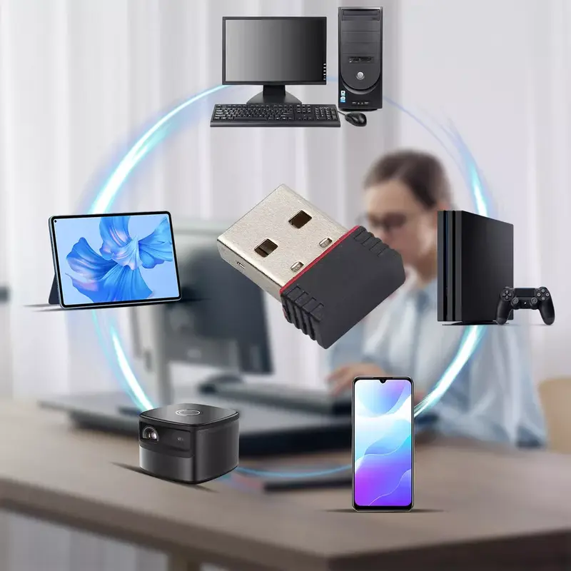 Mini USB WIFI Wireless Adapter, Bluetooth dongle 150mbps Dual Band 2.4G cellular WIFI Adapter, Bluetooth Transmitter, Internet WIFI Dongle Compatible with Desktop PC, Laptop and printer 6