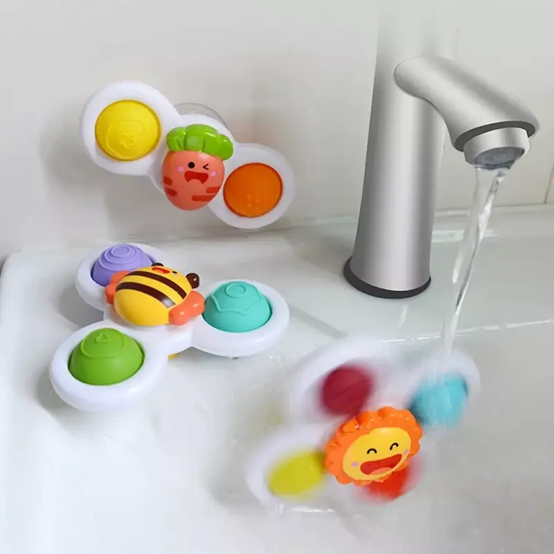 3X Baby Spinner Toys Cartoon Spinning Toys Fidget Suction Cup Bath Toy Gifts 1