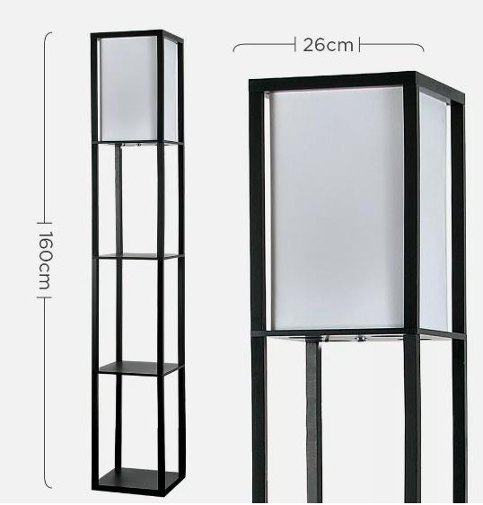 Floor Lamp with Shelves Standard Shelf Storage Wooden Standing Lounge Light Home 8