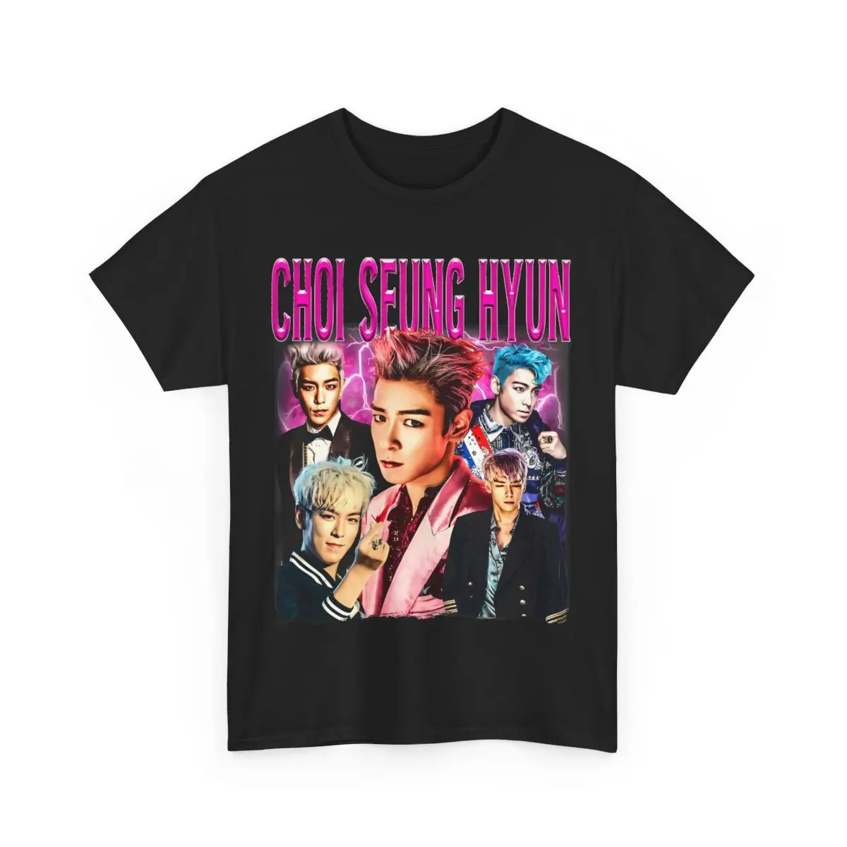 Choi Seung Hyun Vintage Graphic T-Shirt – Bigbang Inspired K-Pop Tee, Iconic Fan Merchandise, Soft Unisex Cotton, Retro Korean Music Fashion Menswear Top Grey Polyester Tshirt Streetwear Crewneck Tropical Shortsleeve Casual