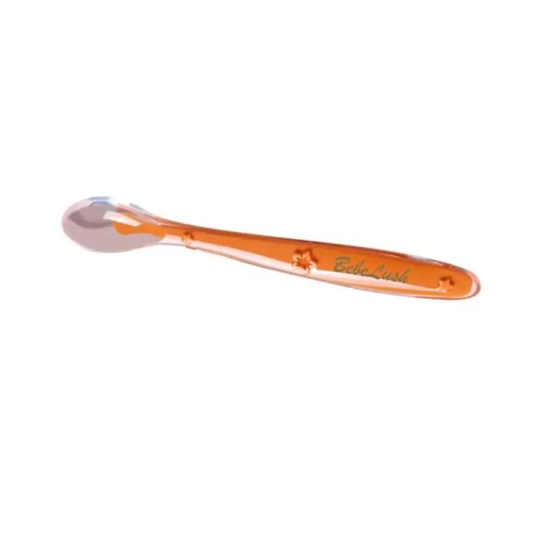 BebeLush | Baby Spoon | Baby Silicone Spoon | BPA Free | Baby Feeding | Weaning Spoons | Cutlery for Babies |Toddler | Kids | BPS Free | Baby Feeding Spoon | (2Pack Orange Small & Large)