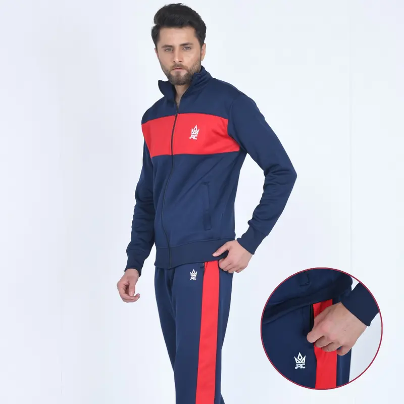 JRC MENS MOCKNECK FULL TRACKSUIT SET TWO TONE CONTRAST TOP BOTTOMS JOGGERS TRACKIES S-XL 1